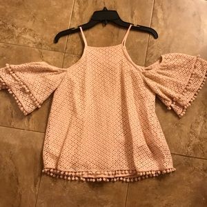 Soft pink off the shoulder top